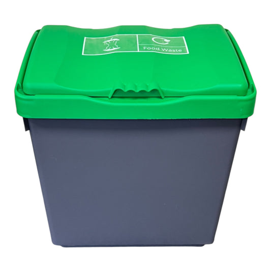 30 Litre Recycling Bin with Green Swing Lid & Food Waste Sticker Included - Premium Bins from Chabrias Ltd - Just £29.99! Shop now at Chabrias Ltd