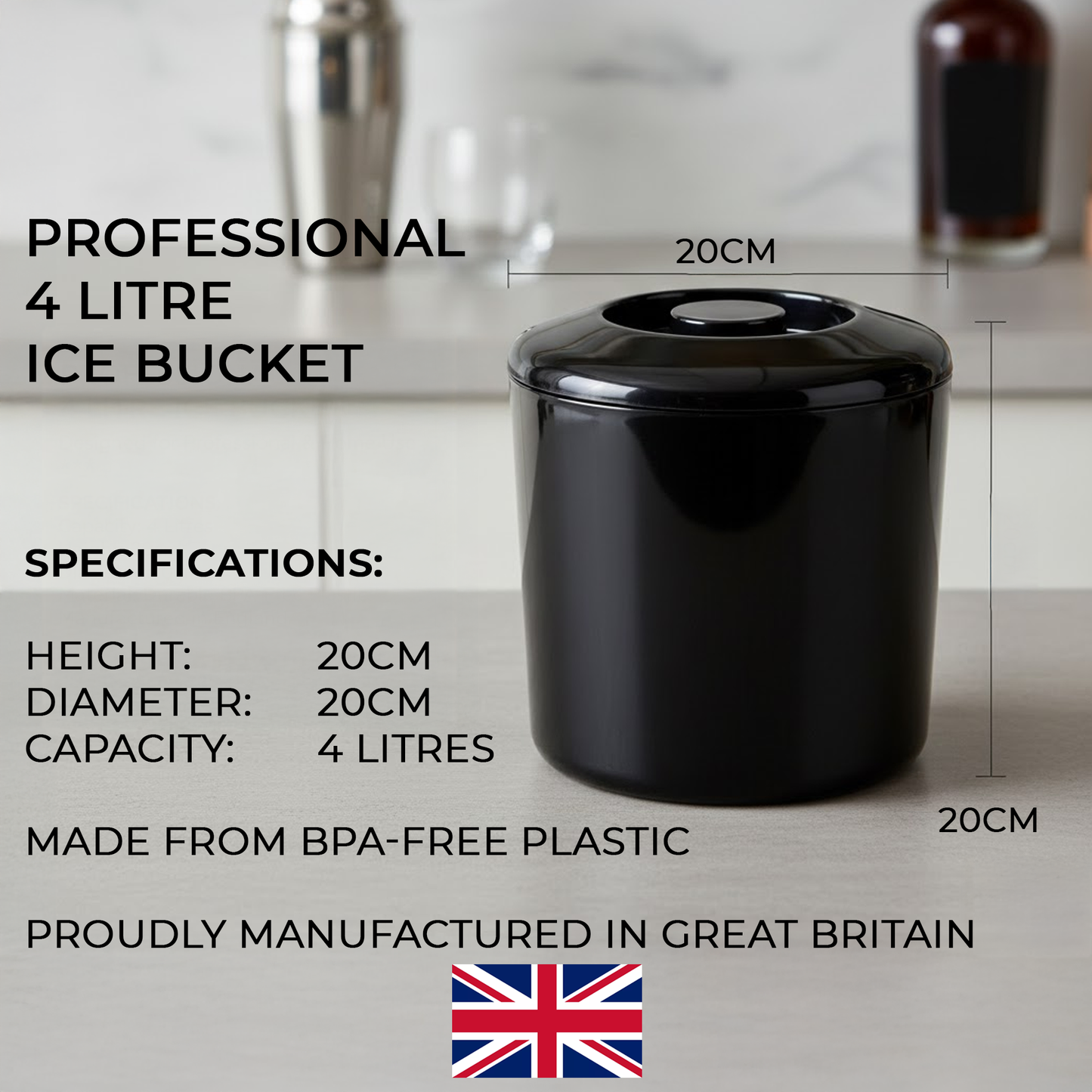 Insulated ice bucket with drip tray for keeping ice fresher for longer