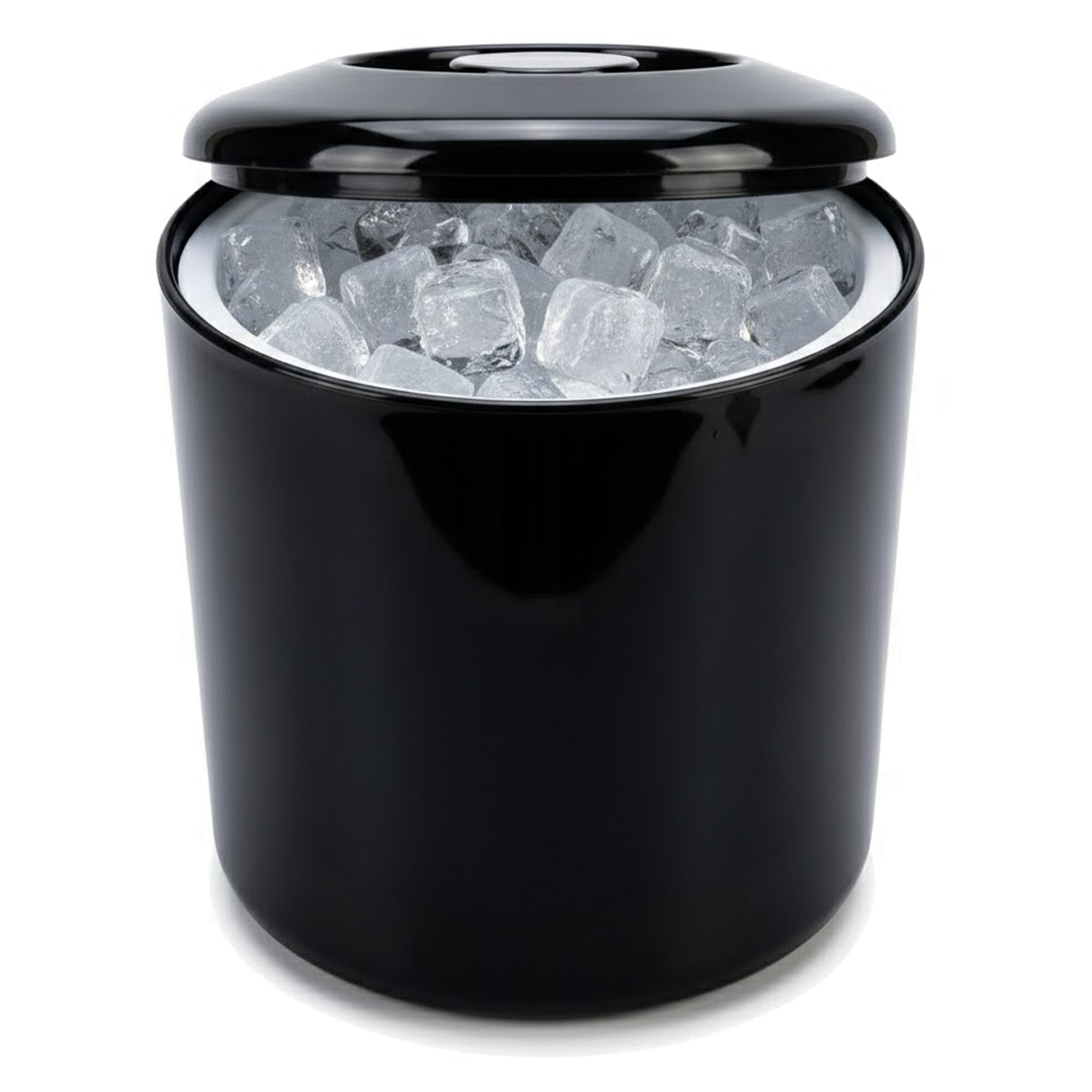 Black plastic ice bucket with removable lid for drinks stations and parties
