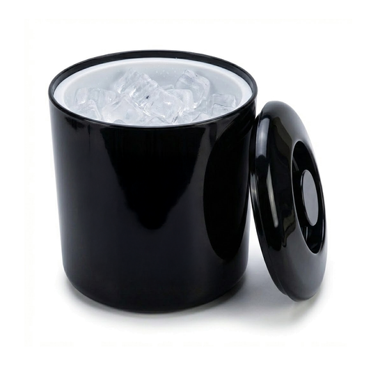 Black 4 litre round insulated ice bucket with lid for parties and home bars