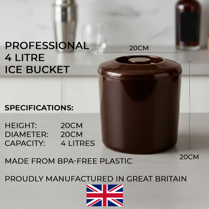 Insulated ice bucket with drip tray for keeping ice fresher for longer