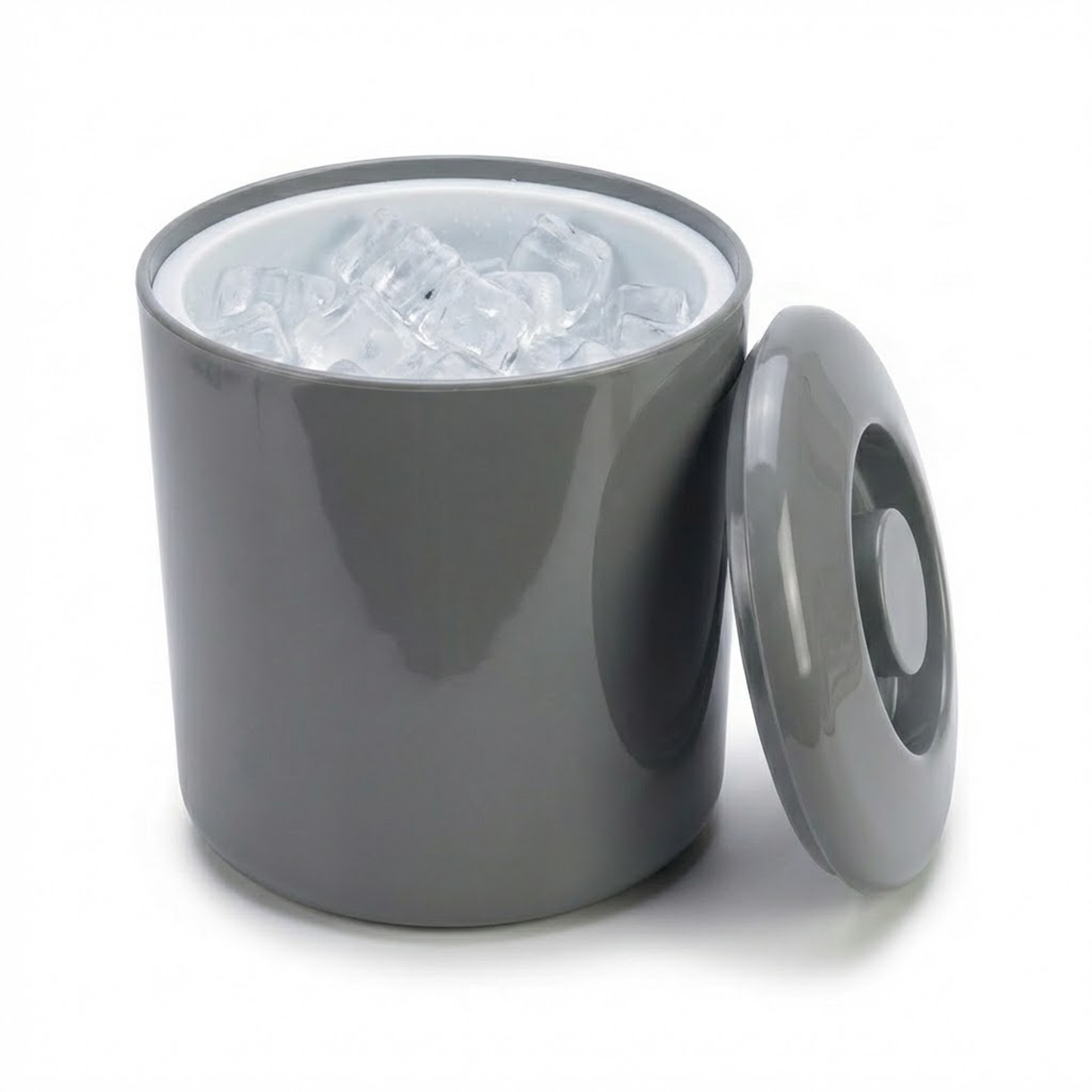 Silver 4 litre round insulated ice bucket with lid for parties and home bars