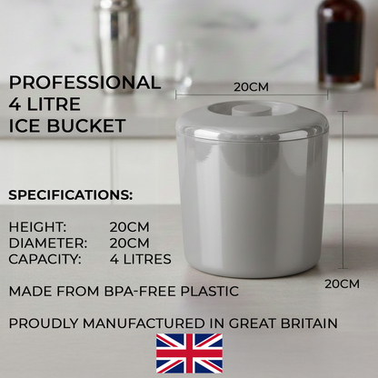 Silver plastic ice bucket with removable lid for drinks stations and parties