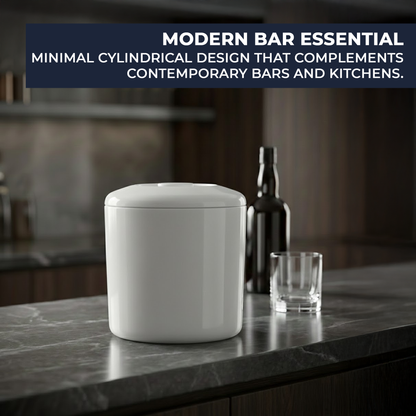 White round cocktail ice bucket with lid for garden parties and events
