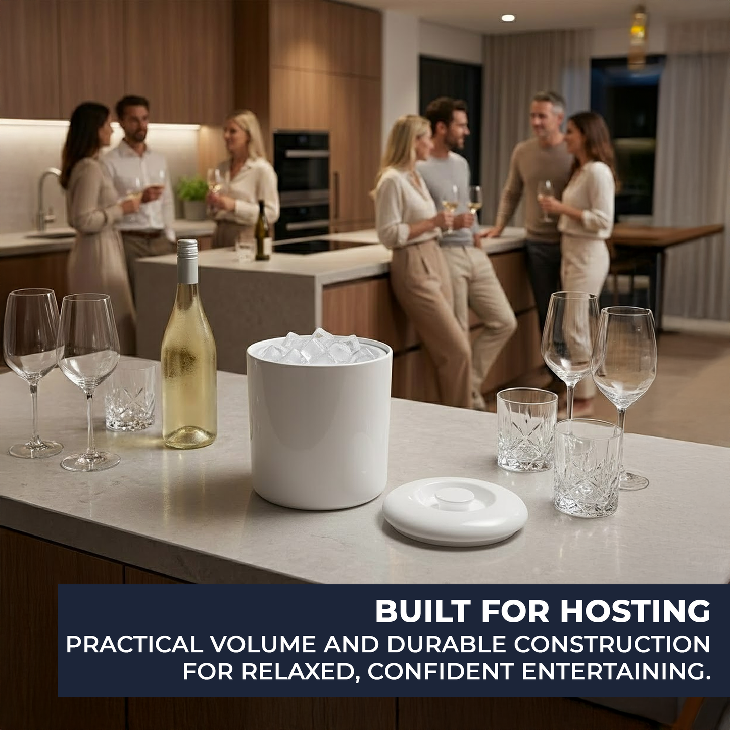 BPA-free plastic ice bucket with internal drainage liner for clean ice service