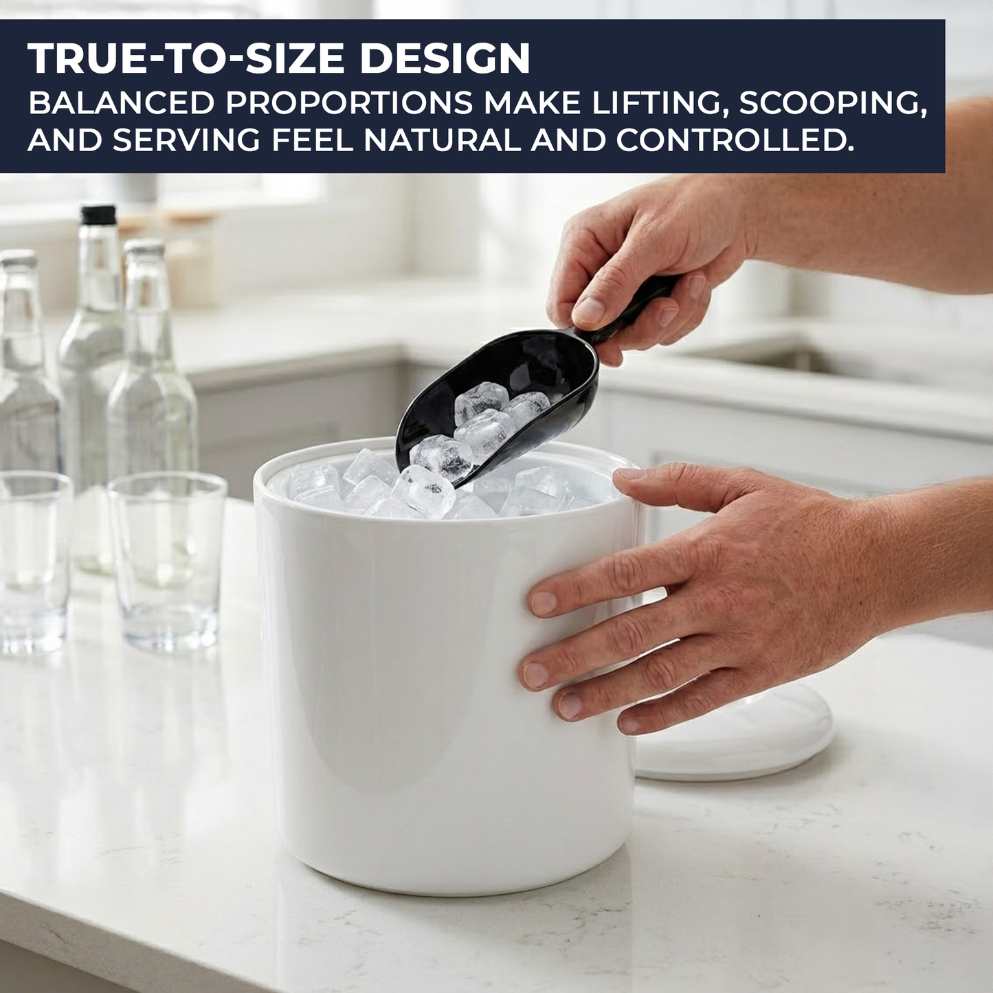 Round white ice bucket 20cm x 20cm x 20cm for indoor and outdoor entertaining