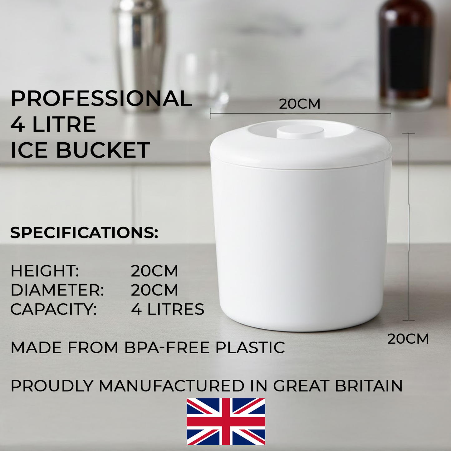 Insulated ice bucket with drip tray for keeping ice fresher for longer