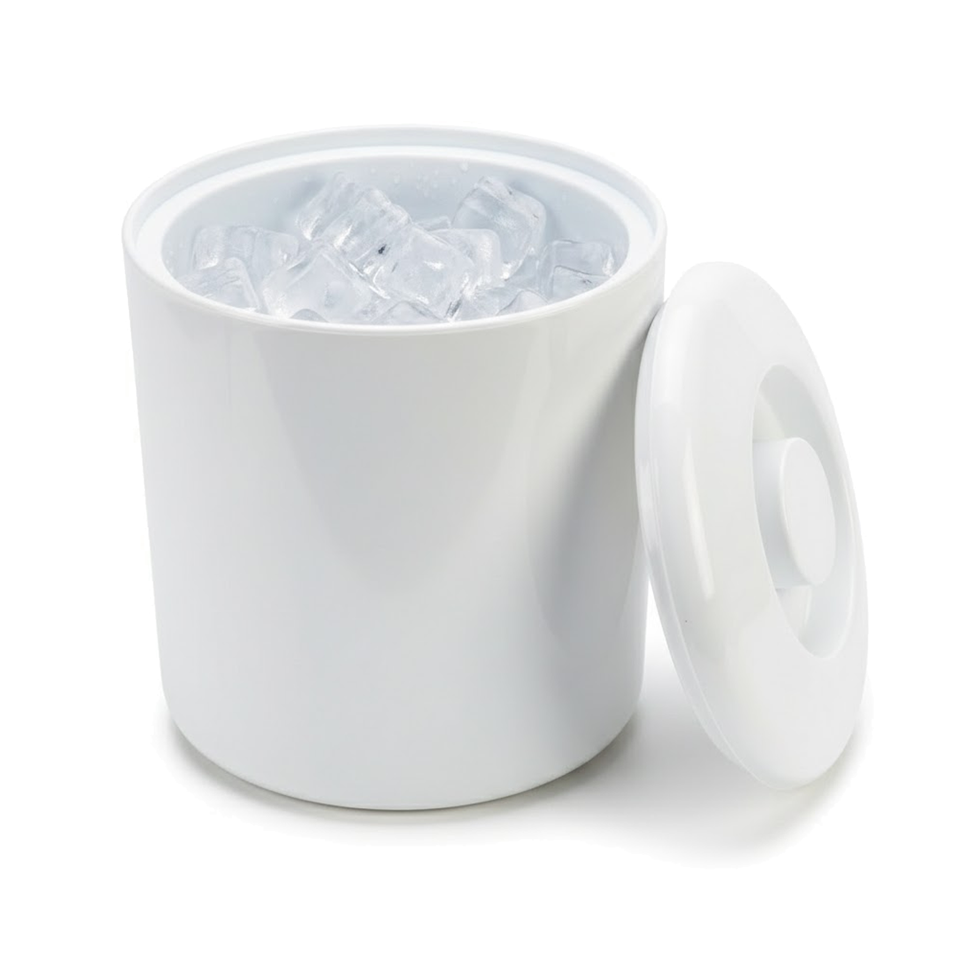 White 4 litre round insulated ice bucket with lid for parties and home bars