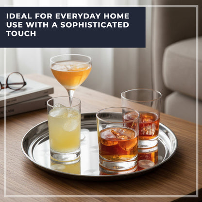 Chabrias Ltd Stainless Steel Round Serving Tray Mirror Finish - Premium Barware from Chabrias Ltd - Just £9.99! Shop now at Chabrias Ltd