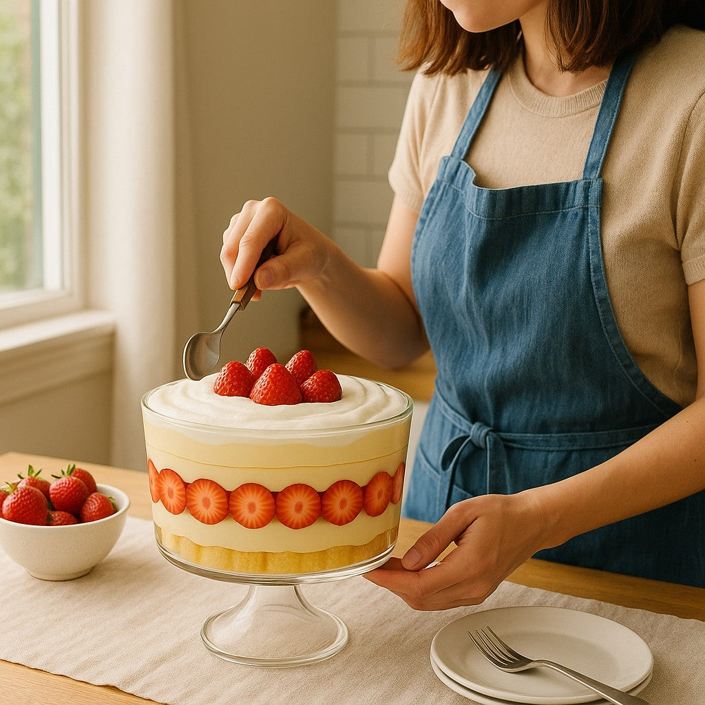 Footed Trifle Bowl Thick Glass, 2L - Premium Kitchen from Chabrias Ltd - Just £23.99! Shop now at Chabrias Ltd
