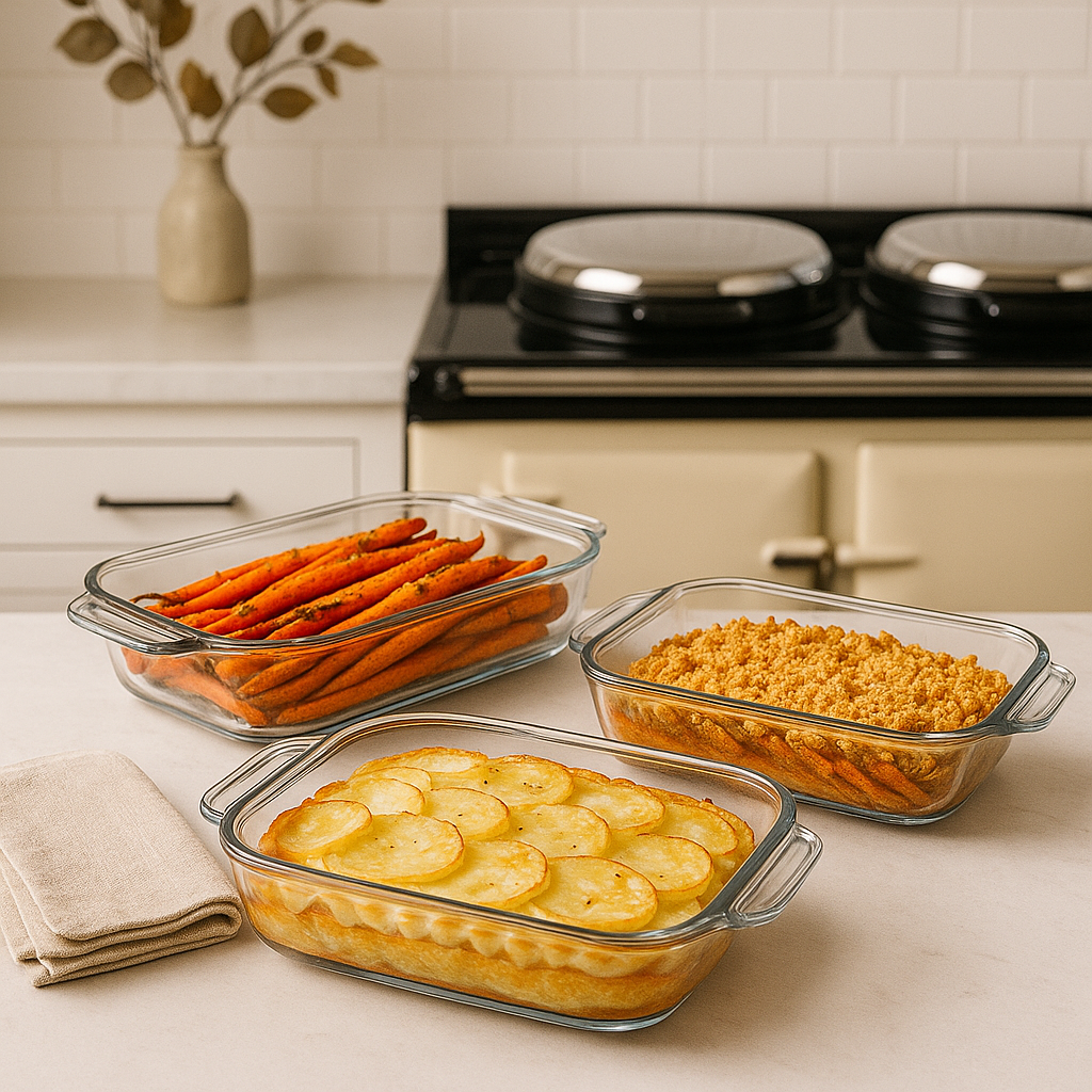 Glass Bakeware Set - Loaf Pan, Cake dish, Baking Dish (3 pack) - Premium Glassware from Chabrias Ltd - Just £44.99! Shop now at Chabrias Ltd