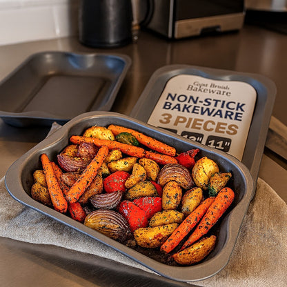 Non-Stick Roasting Baking Tray Set, 28, 33, 38cm (3 piece) - Premium Kitchen from Chabrias Ltd - Just £19.99! Shop now at Chabrias Ltd