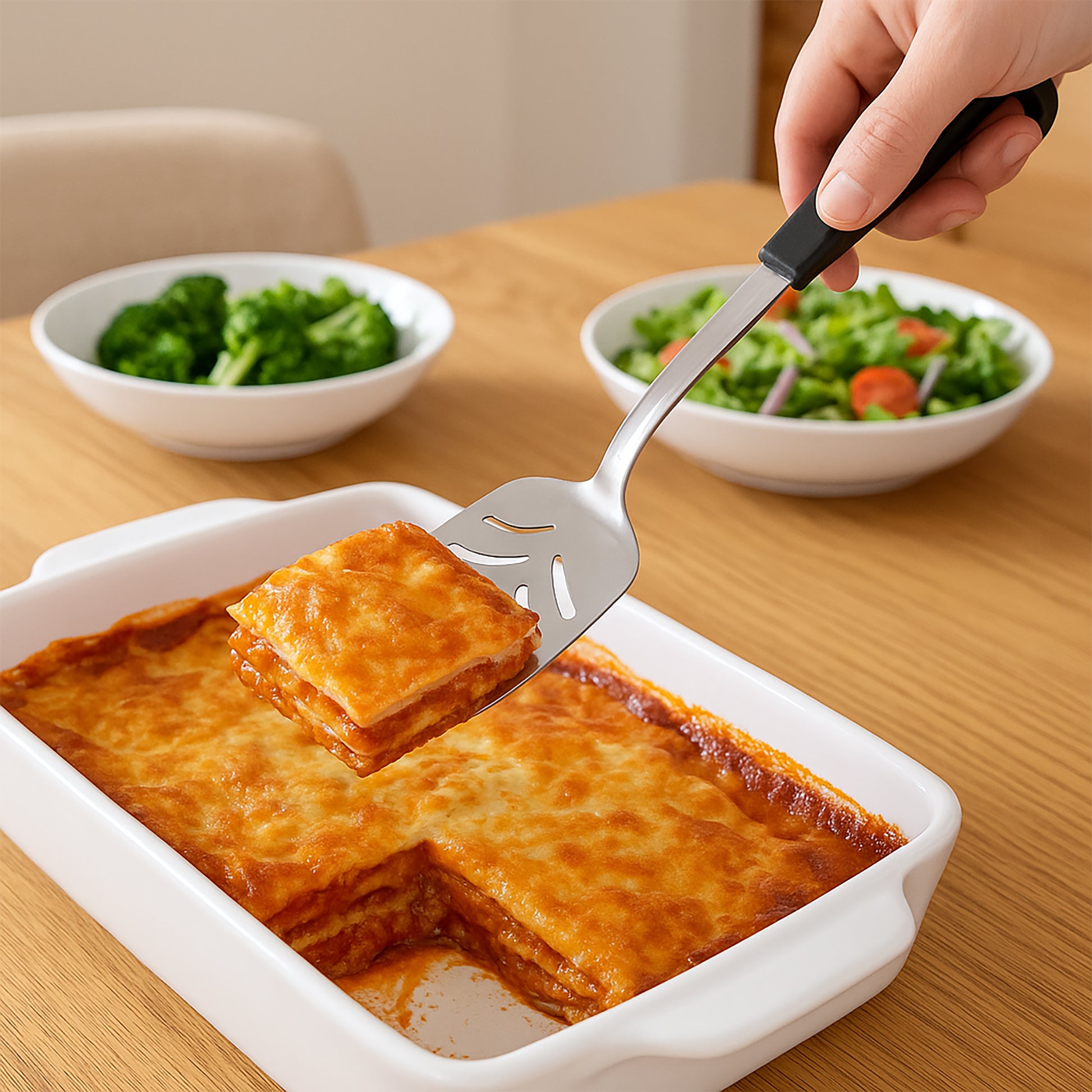 Le Buffet Slotted Turner – Stainless Steel with Heat-Resistant Handle (Black) - Premium Kitchen from Chabrias Ltd - Just £7.99! Shop now at Chabrias Ltd