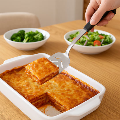 Le Buffet Slotted Turner – Stainless Steel with Heat-Resistant Handle (Black) - Premium Kitchen from Chabrias Ltd - Just £7.99! Shop now at Chabrias Ltd