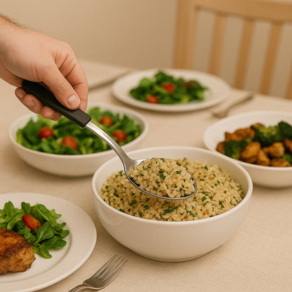 Le Buffet Serving Spoon 30cm – Stainless Steel with Heat-Resistant Handle (Black) - Premium Kitchen from Chabrias Ltd - Just £7.99! Shop now at Chabrias Ltd