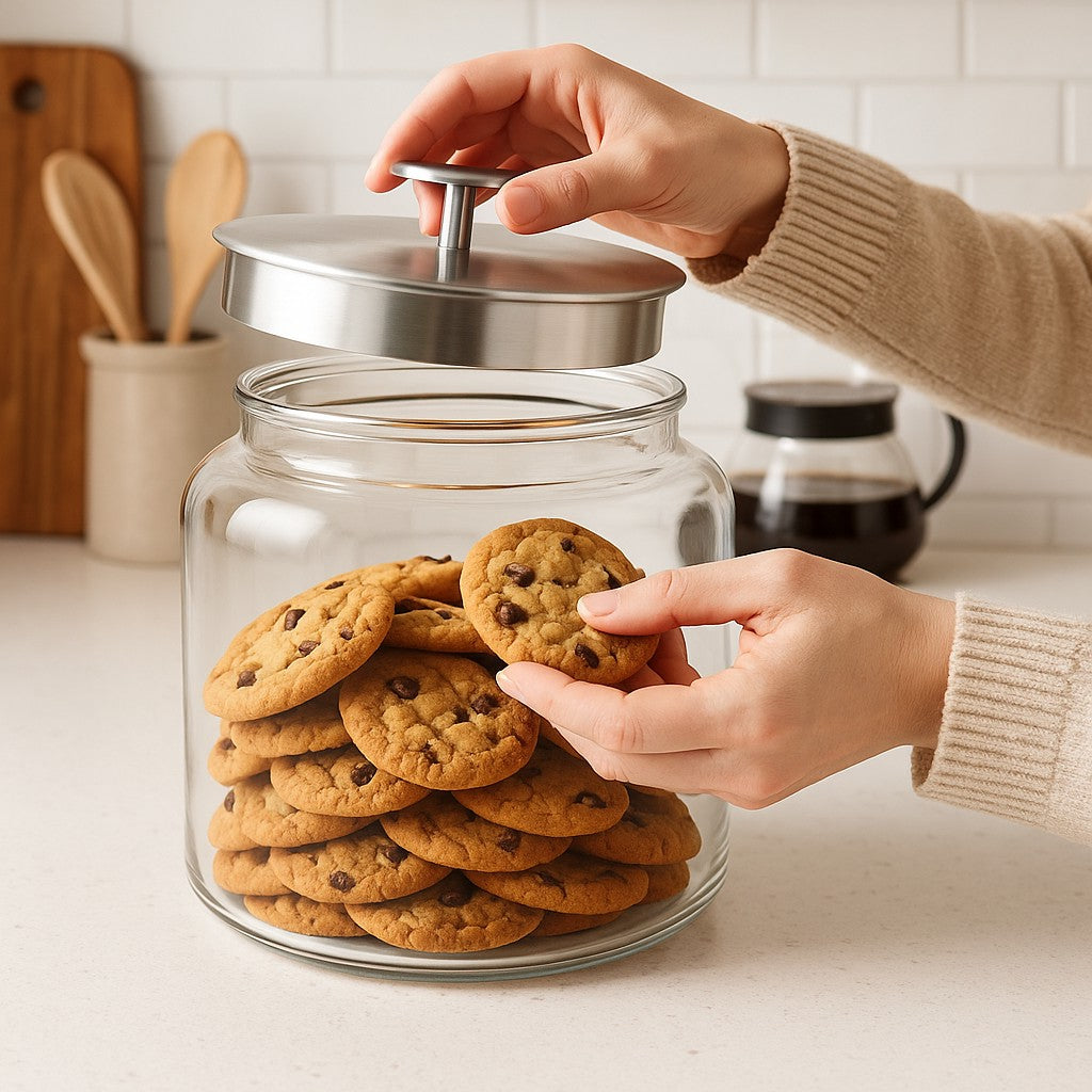 Montana Glass Jar with Brushed Aluminium Sealed Lid, 1.5 Gallon - Premium Kitchen from Chabrias Ltd - Just £29.99! Shop now at Chabrias Ltd