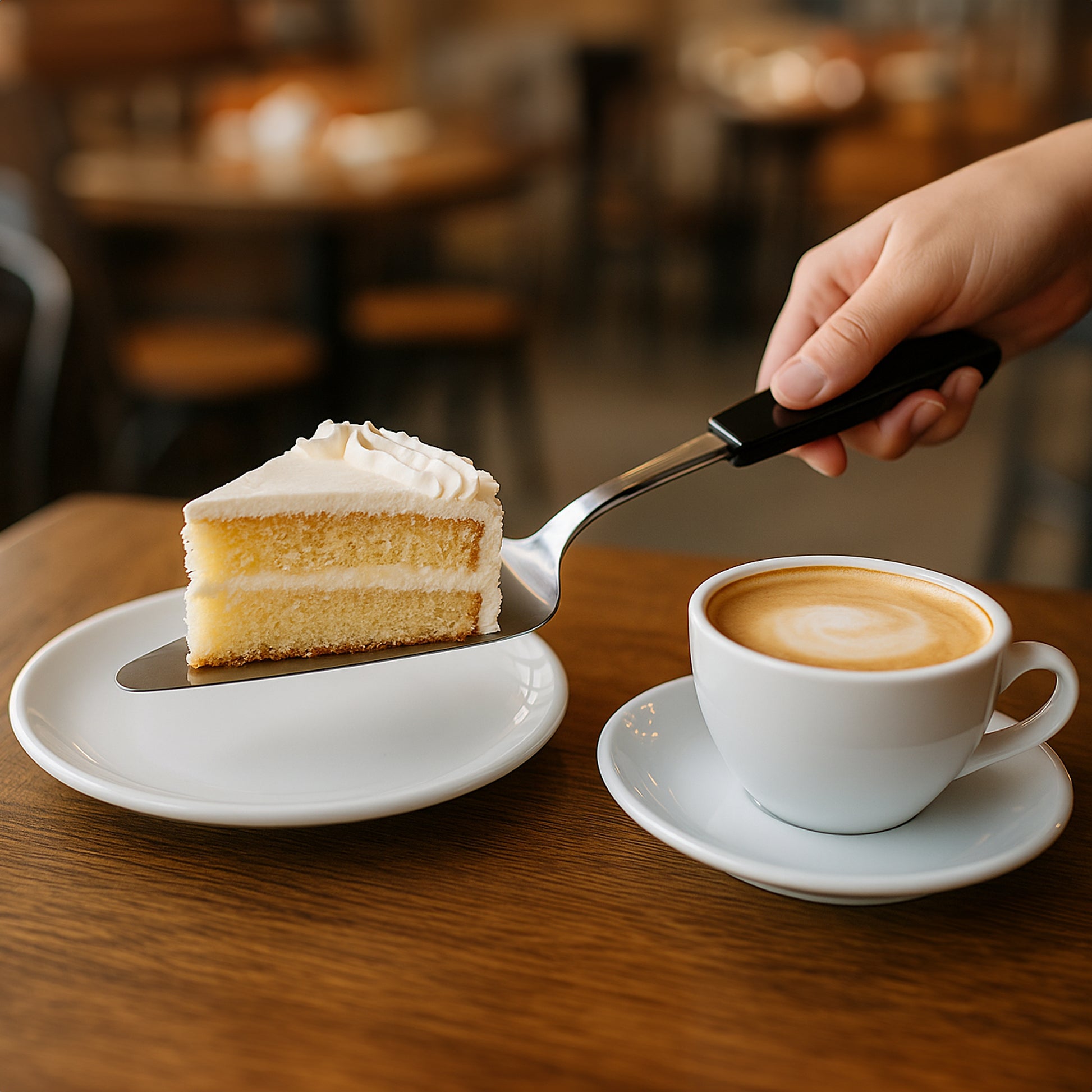 Le Buffet Cake & Pie Server – Stainless Steel with Heat-Resistant Handle (Black) - Premium Kitchen from Chabrias Ltd - Just £7.99! Shop now at Chabrias Ltd