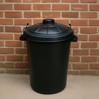 Heavy Duty Plastic Bin, With Locking Clip Lid, Black, 85L - Premium Bins from Chabrias Ltd - Just £29.99! Shop now at Chabrias Ltd
