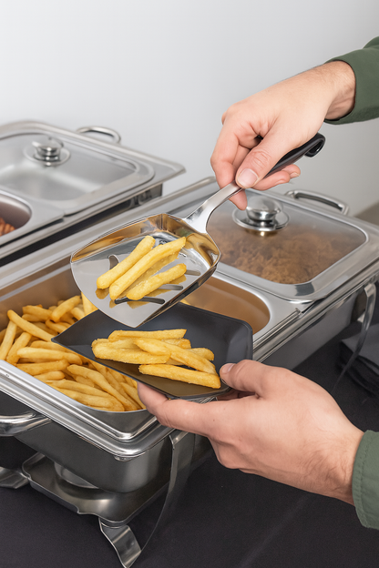 Le Buffet Slotted Chip Scoop – Stainless Steel with Heat-Resistant Handle (Black) - Premium Kitchen from Chabrias Ltd - Just £7.99! Shop now at Chabrias Ltd