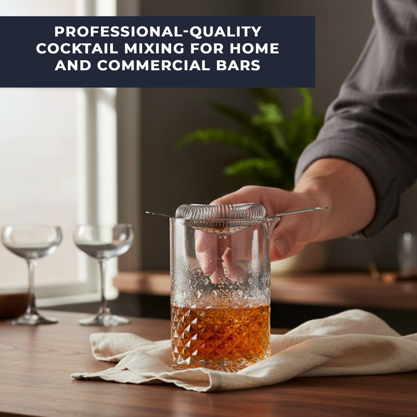 750ml Cocktail Mixing Glass & Stainless Steel Strainer Set Cocktail Accessories