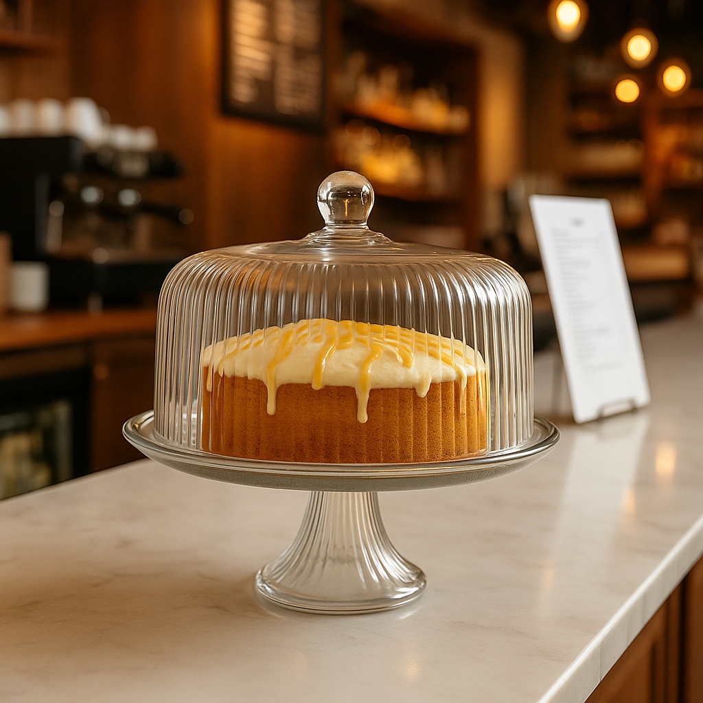 Monaco Cake Stand with Dome Plateau with Bell Jar, 28cm - Premium Home from Chabrias Ltd - Just £44.99! Shop now at Chabrias Ltd