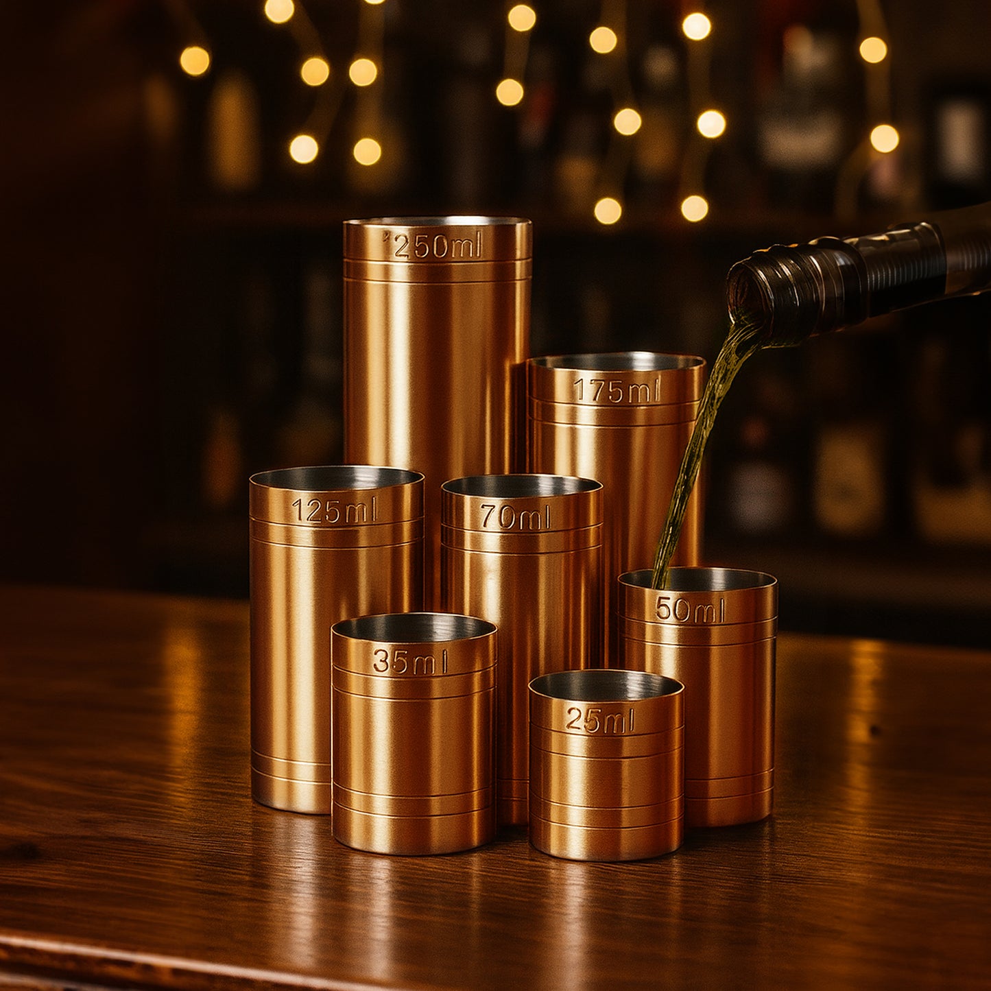 Stainless Steel Copper Plated 7 Piece Set Thimble Measure Government Stamped - Premium Kitchen from Chabrias Ltd - Just £29.99! Shop now at Chabrias Ltd