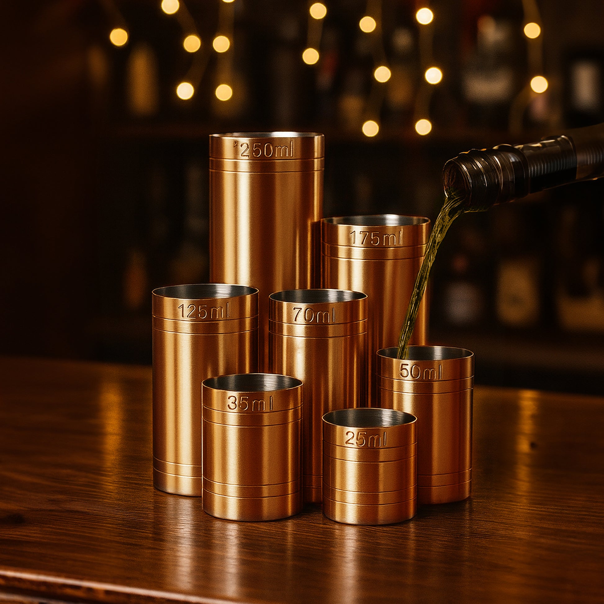 Stainless Steel Copper Plated 7 Piece Set Thimble Measure Government Stamped - Premium Kitchen from Chabrias Ltd - Just £29.99! Shop now at Chabrias Ltd