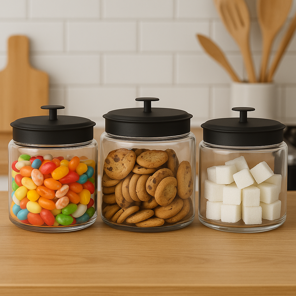 Montana Glass Jar with Matte Black Sealed Lid, 64oz - Premium Home from Chabrias Ltd - Just £18.99! Shop now at Chabrias Ltd