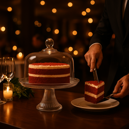 Canton Cake Stand with Dome Plateau with Bell Jar, 12" - Premium Glassware from Chabrias Ltd - Just £44.99! Shop now at Chabrias Ltd