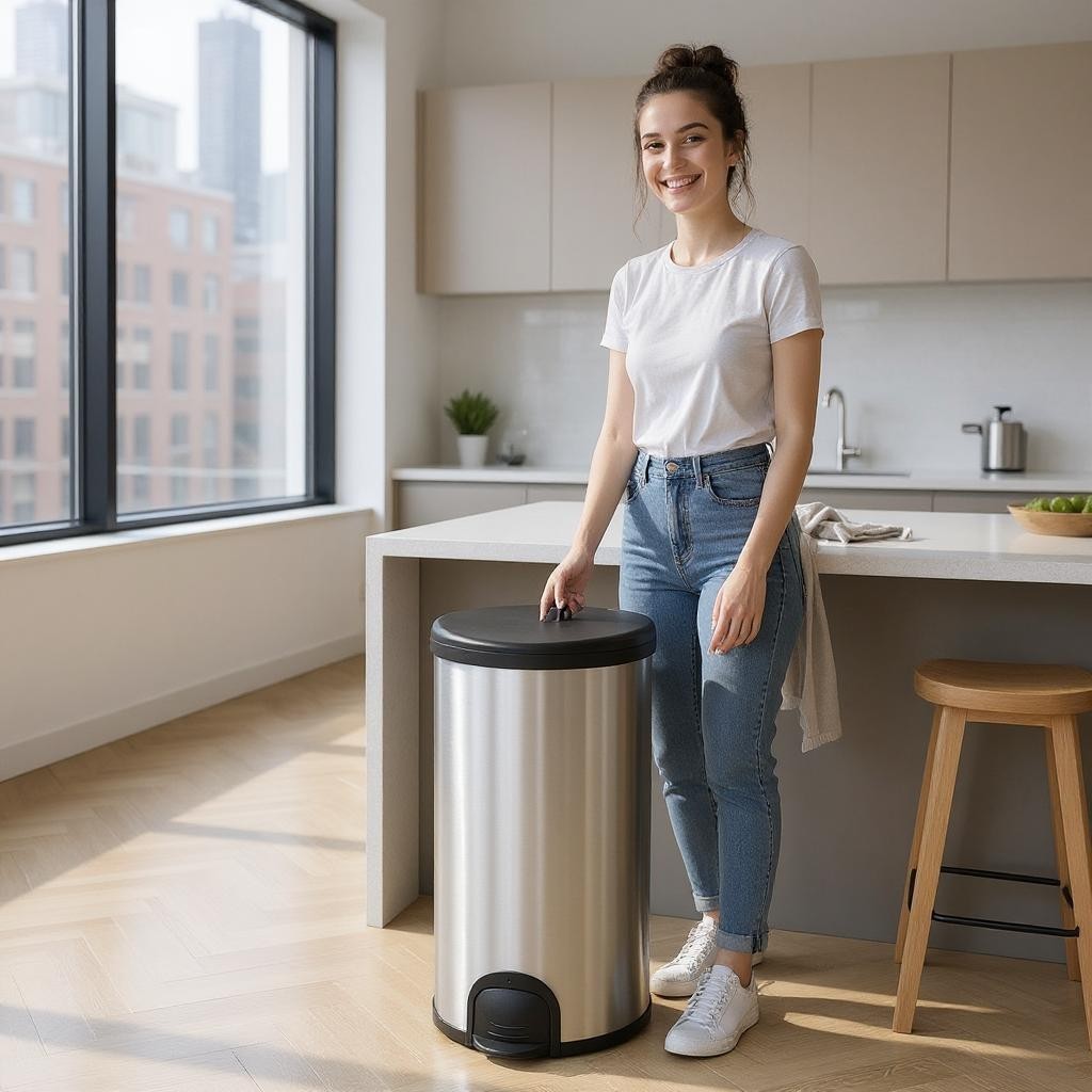 Luxury Hygienic Toe Touch, Stainless Steel Pedal Bin, 50L - Premium BISS from Chabrias Ltd - Just £59.99! Shop now at Chabrias Ltd