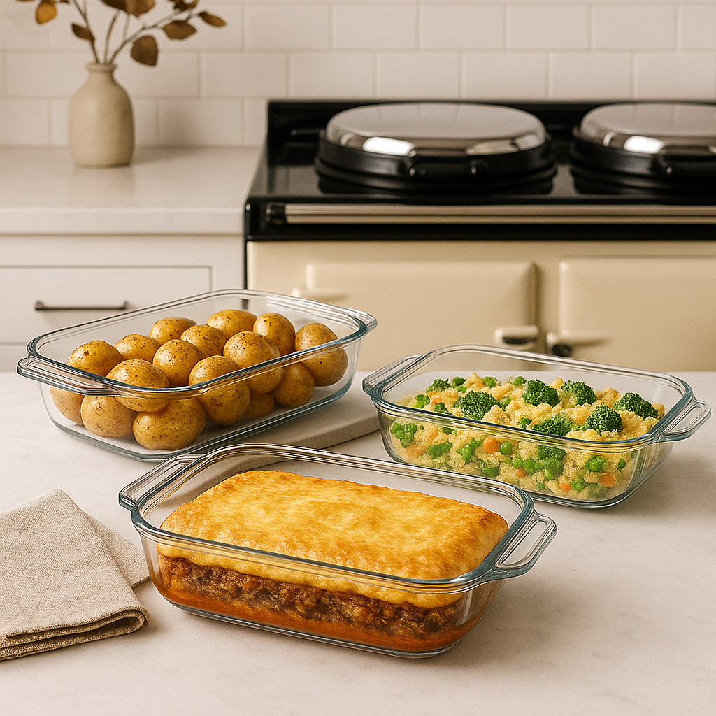 Glass Bakeware Set - Loaf Pan, Cake dish, Baking Dish (3 pack) - Premium Glassware from Chabrias Ltd - Just £44.99! Shop now at Chabrias Ltd