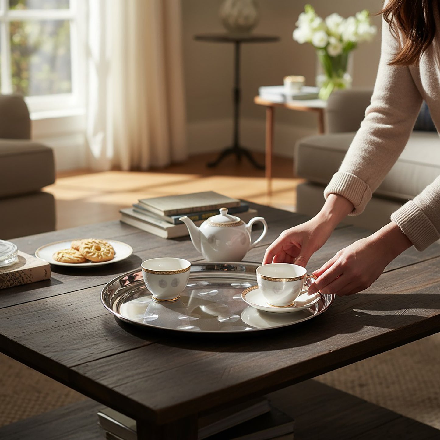 Chabrias Ltd Stainless Steel Round Serving Tray Mirror Finish - Premium Barware from Chabrias Ltd - Just £9.99! Shop now at Chabrias Ltd