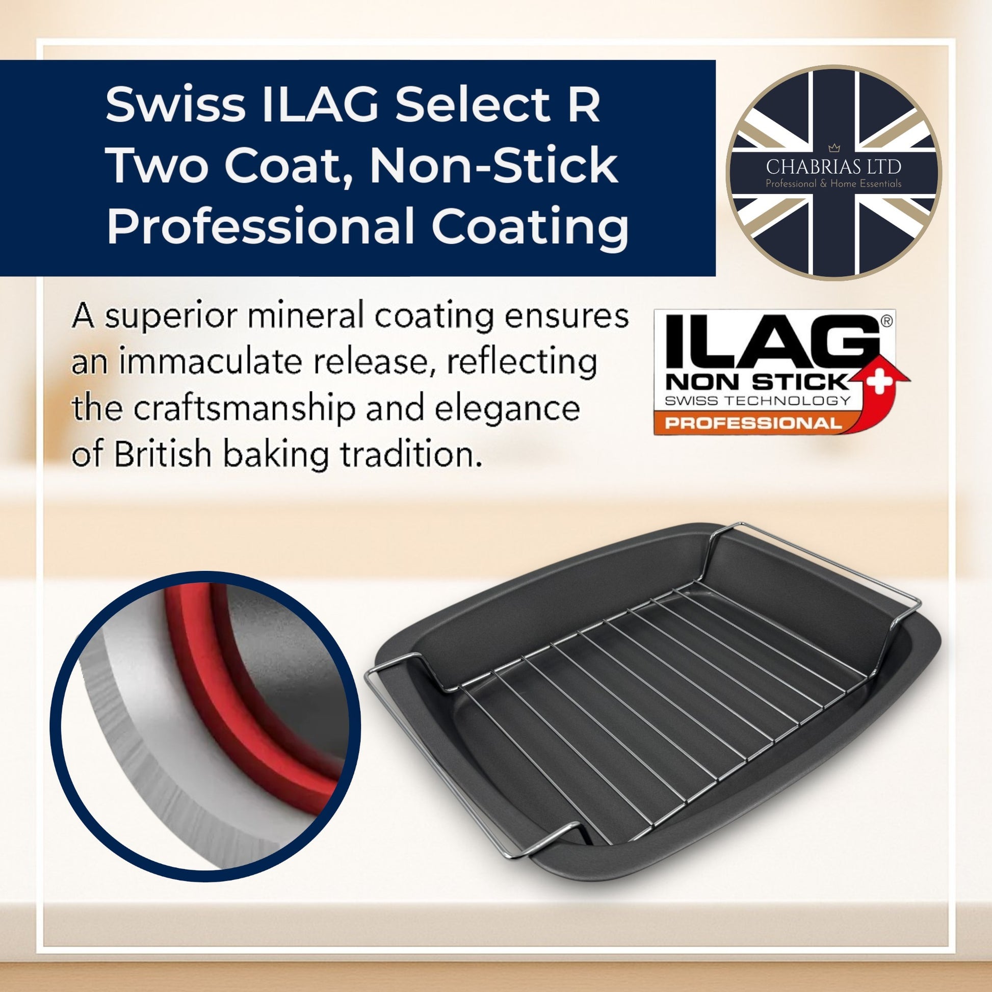 Non-Stick Roasting Pan & Rack 37cm - Premium Kitchen from Samuel Groves - Just £10.44! Shop now at Chabrias Ltd