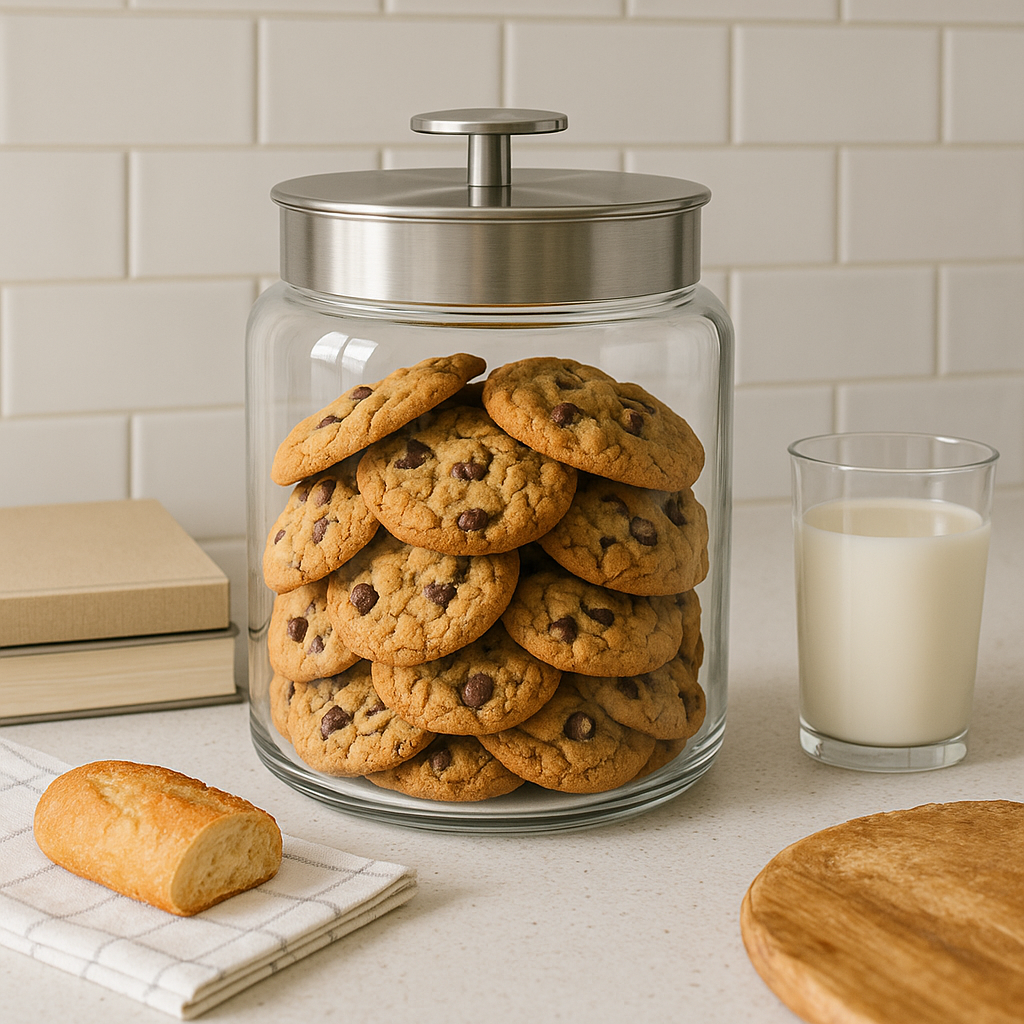Montana Glass Jar with Brushed Aluminium Sealed Lid, 96oz - Premium Kitchen from Chabrias Ltd - Just £25.99! Shop now at Chabrias Ltd