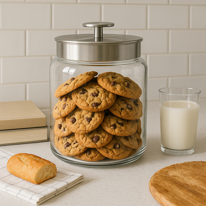 Montana Glass Jar with Brushed Aluminium Sealed Lid, 96oz - Premium Kitchen from Chabrias Ltd - Just £25.99! Shop now at Chabrias Ltd