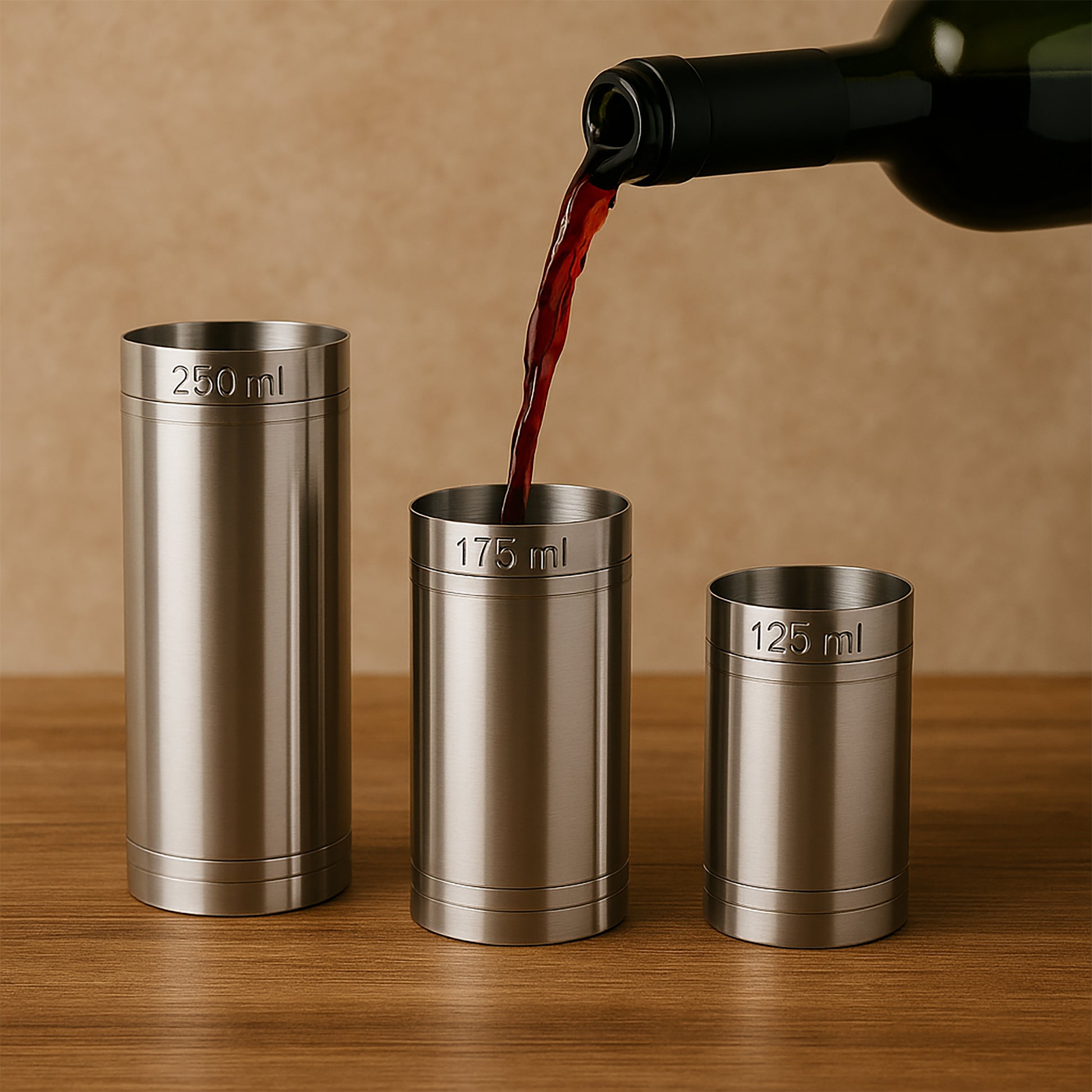 Stainless Steel Thimble Wine Measure 125ml, 175ml, 250ml, Drinks Measure, Government Stamped - Premium Kitchen from Chabrias Ltd - Just £14.99! Shop now at Chabrias Ltd