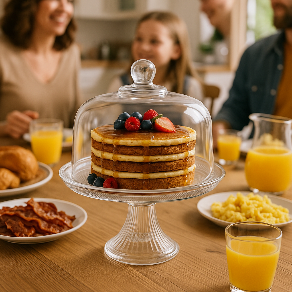 Canton Cake Stand with Dome Plateau with Bell Jar, 12" - Premium Glassware from Chabrias Ltd - Just £44.99! Shop now at Chabrias Ltd