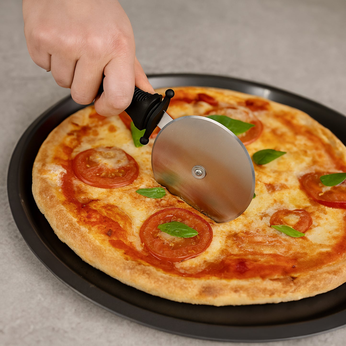 14.5” Perforated Pizza Pan & Chip Crisping Tray - Carbon Steel Non-Stick Pizza Tray for Crispy Bases