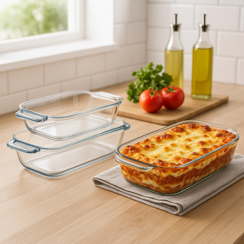 Glass Bakeware Set - Loaf Pan, Cake dish, Baking Dish (3 pack) - Premium Glassware from Chabrias Ltd - Just £44.99! Shop now at Chabrias Ltd