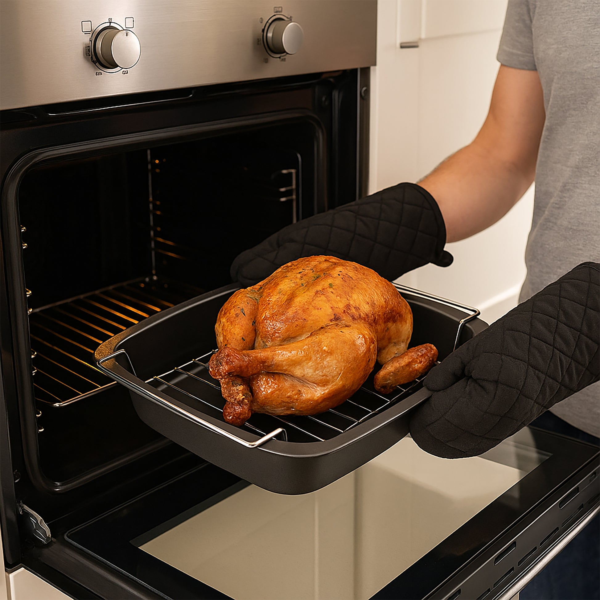 Non-Stick Roasting Pan & Rack 37cm - Premium Kitchen from Samuel Groves - Just £10.44! Shop now at Chabrias Ltd