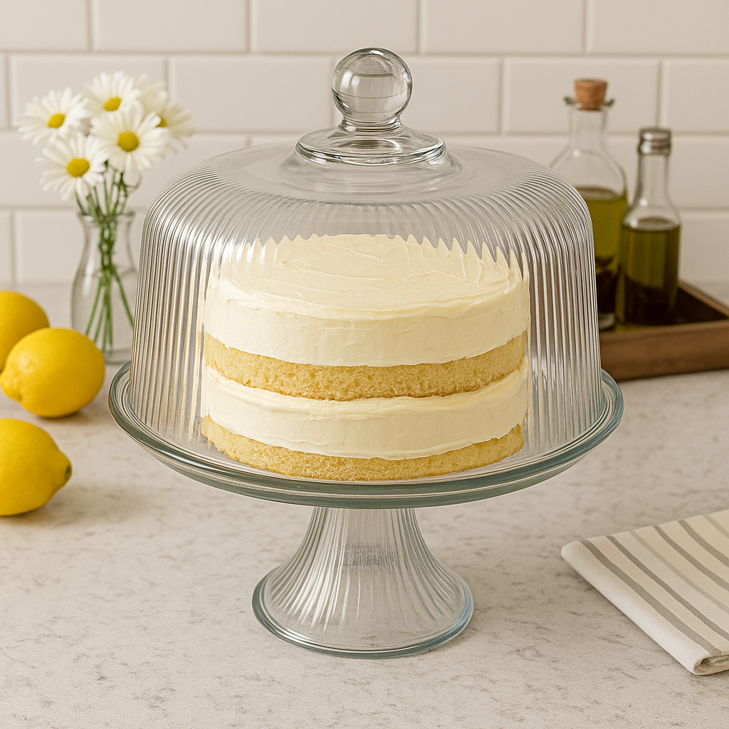 Monaco Cake Stand with Dome Plateau with Bell Jar, 28cm - Premium Home from Chabrias Ltd - Just £44.99! Shop now at Chabrias Ltd