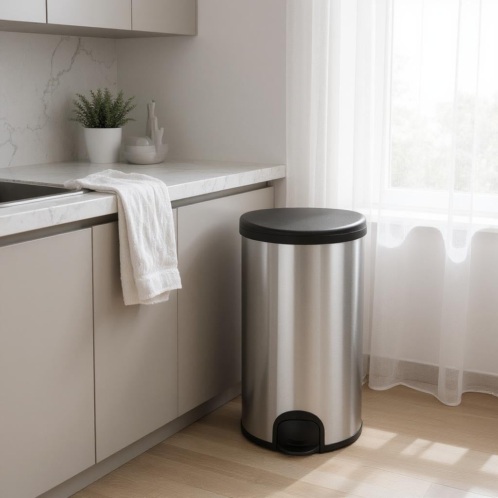 Luxury Hygienic Toe Touch, Stainless Steel Pedal Bin, 50L - Premium BISS from Chabrias Ltd - Just £59.99! Shop now at Chabrias Ltd