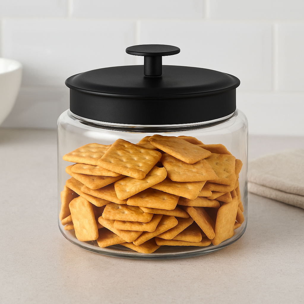 Montana Glass Jar with Matte Black Sealed Lid, 48oz (4 pack) - Premium Home from Chabrias Ltd - Just £69.99! Shop now at Chabrias Ltd