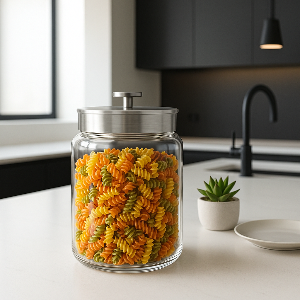 Montana Glass Jar with Brushed Aluminium Sealed Lid, 96oz - Premium Kitchen from Chabrias Ltd - Just £25.99! Shop now at Chabrias Ltd