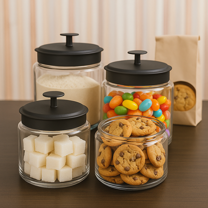 Montana Glass Jar with Matte Black Sealed Lid, 64oz - Premium Home from Chabrias Ltd - Just £18.99! Shop now at Chabrias Ltd