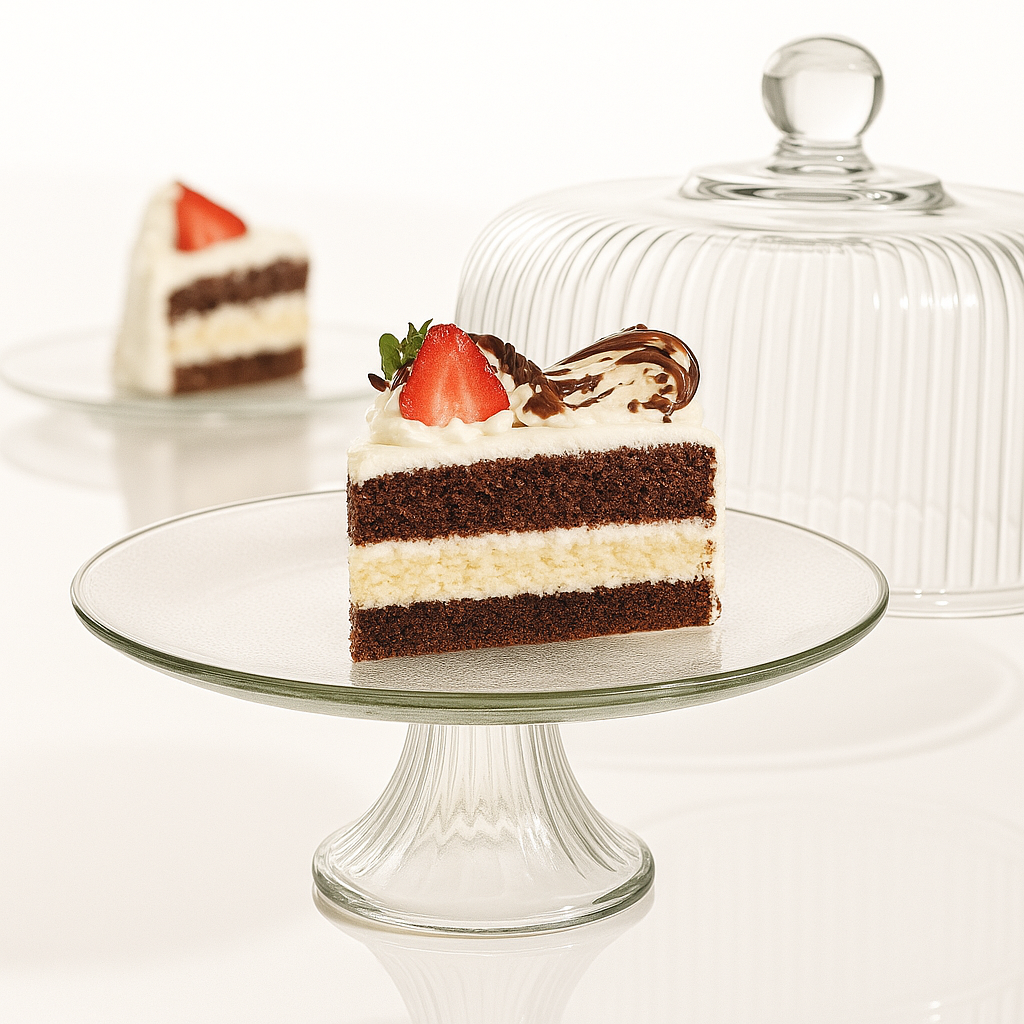 Monaco Cake Stand with Dome Plateau with Bell Jar, 28cm - Premium Home from Chabrias Ltd - Just £44.99! Shop now at Chabrias Ltd