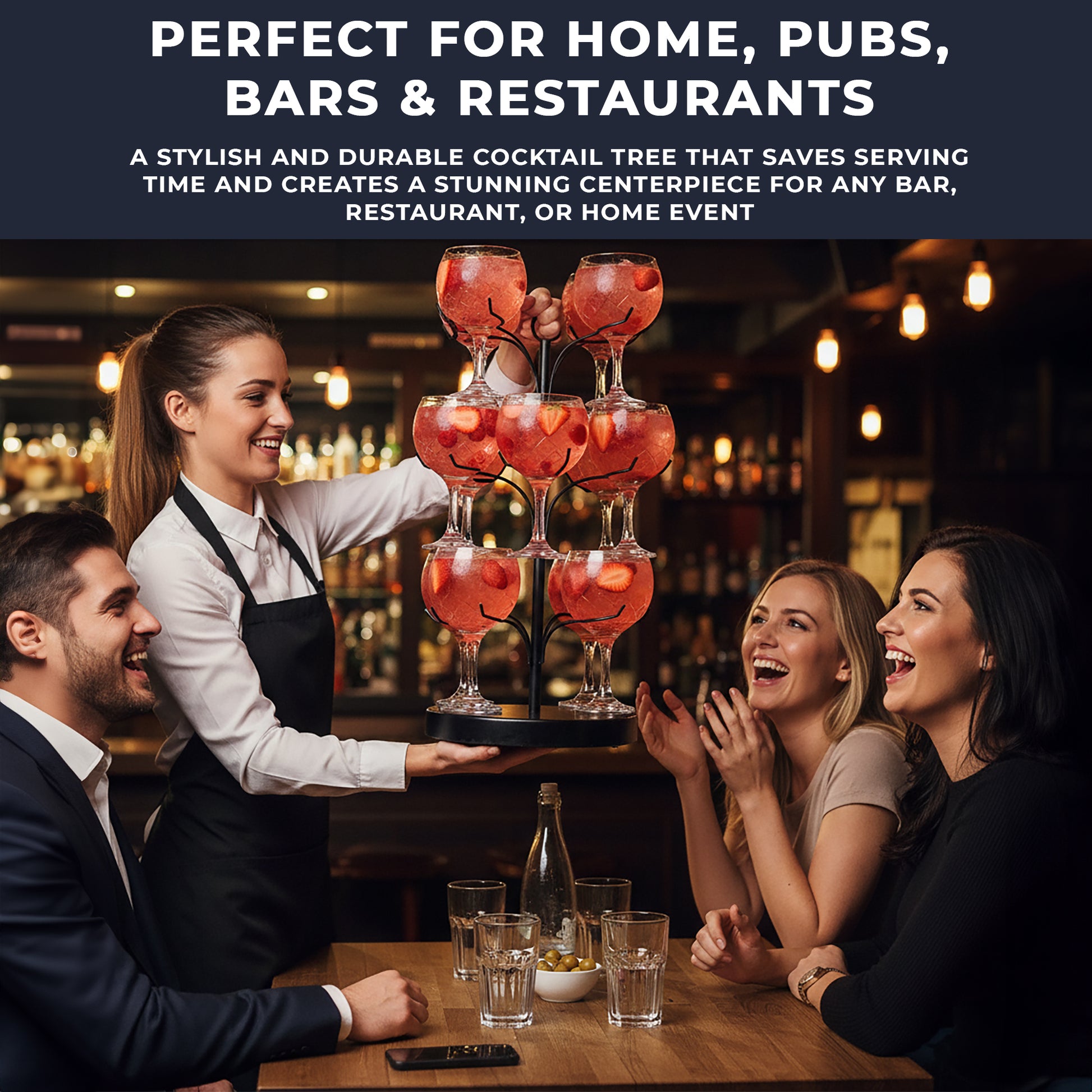 Luxury Barware Cocktail Tree Stand Set with 12 Gin Glasses for Home Bars & Events - Premium Barware from Chabrias Ltd - Just £125.99! Shop now at Chabrias Ltd