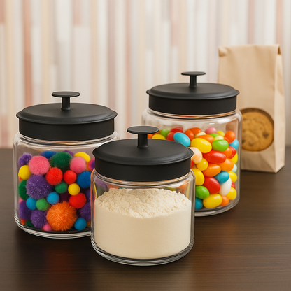 Montana Glass Jar with Matte Black Sealed Lid, 64oz - Premium Home from Chabrias Ltd - Just £18.99! Shop now at Chabrias Ltd