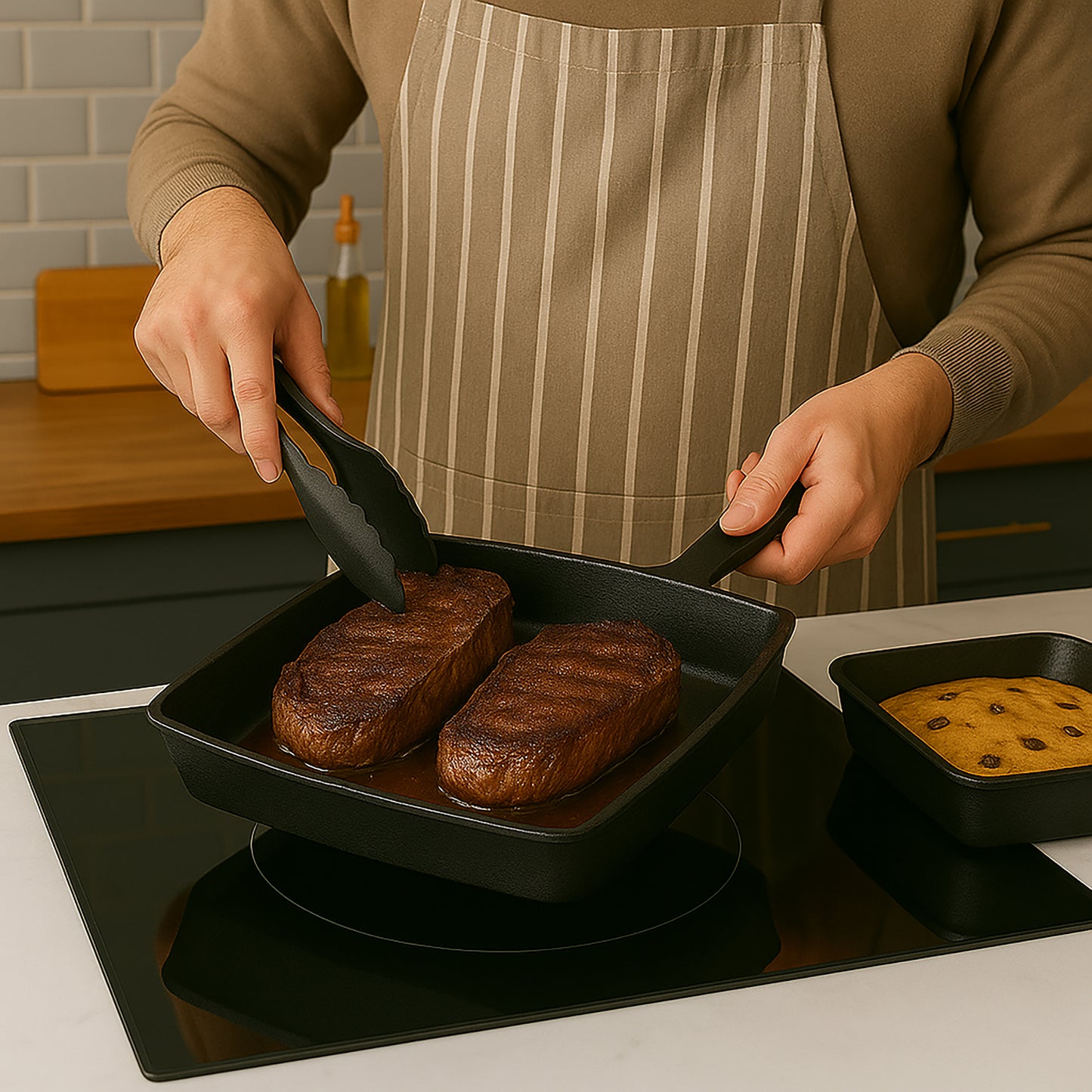Pro Cast Iron Skillet Square Pan – 14cm x 14cm - Premium Home from Chabrias Ltd - Just £9.99! Shop now at Chabrias Ltd
