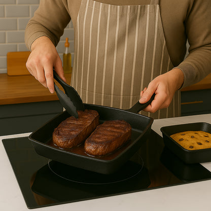 Pro Cast Iron Skillet Square Pan – 14cm x 14cm - Premium Home from Chabrias Ltd - Just £9.99! Shop now at Chabrias Ltd